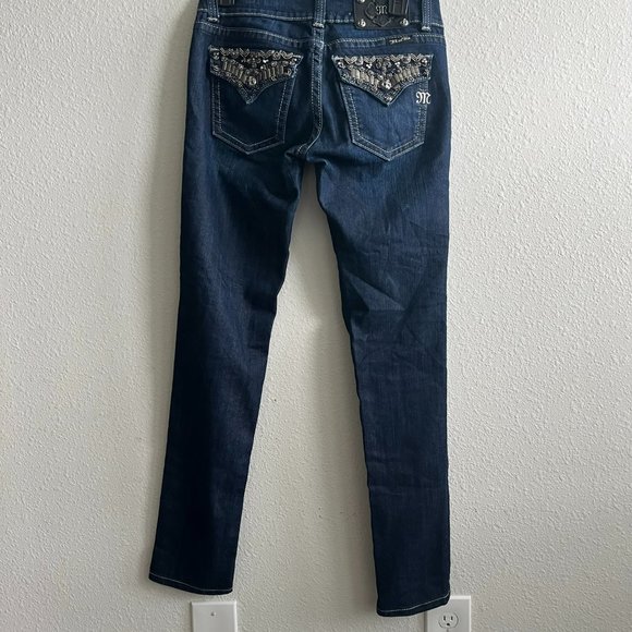 NWOT Miss Me Dark Wash Embellished Skinny Jeans Size 27 Style JP46565 - Picture 10 of 14